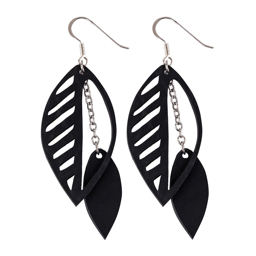 Sweet Cherry Double Leaf Earrings by Paguro Upcycle