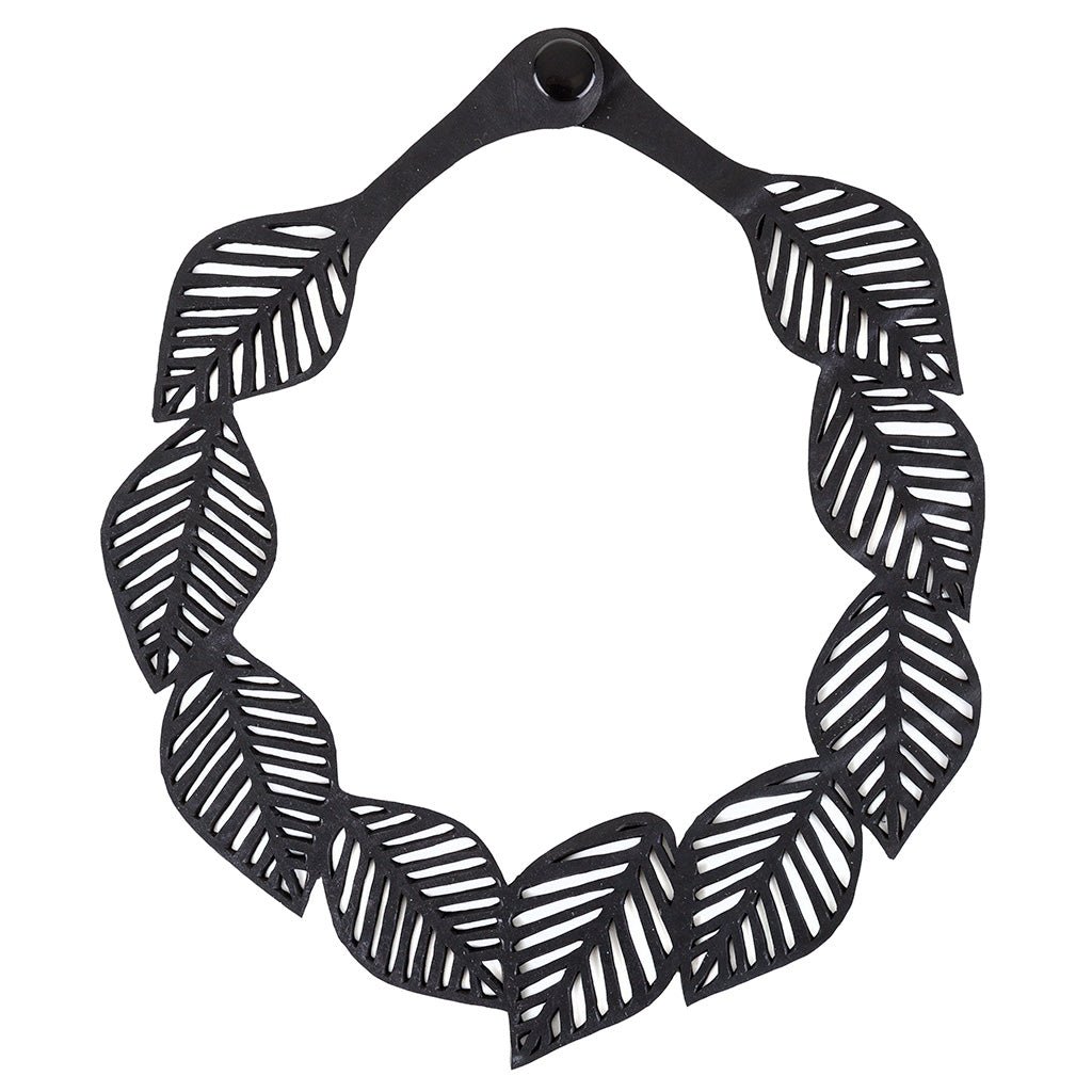 Sweet Cherry Recycled Rubber Leaf Necklace by Paguro Upcycle