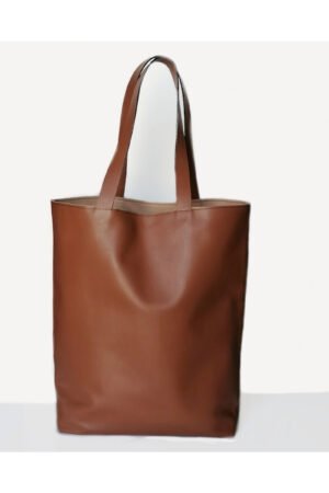 Bolso al hombro extra-grande, estilo Shopper, de napa vegetal de cordero TRIBECA XL color Cuero