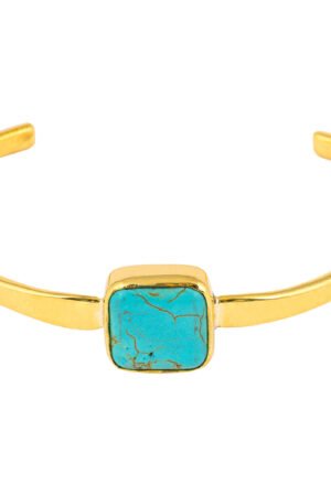 Amani Recycled Brass & Turquoise Stone Bangle
