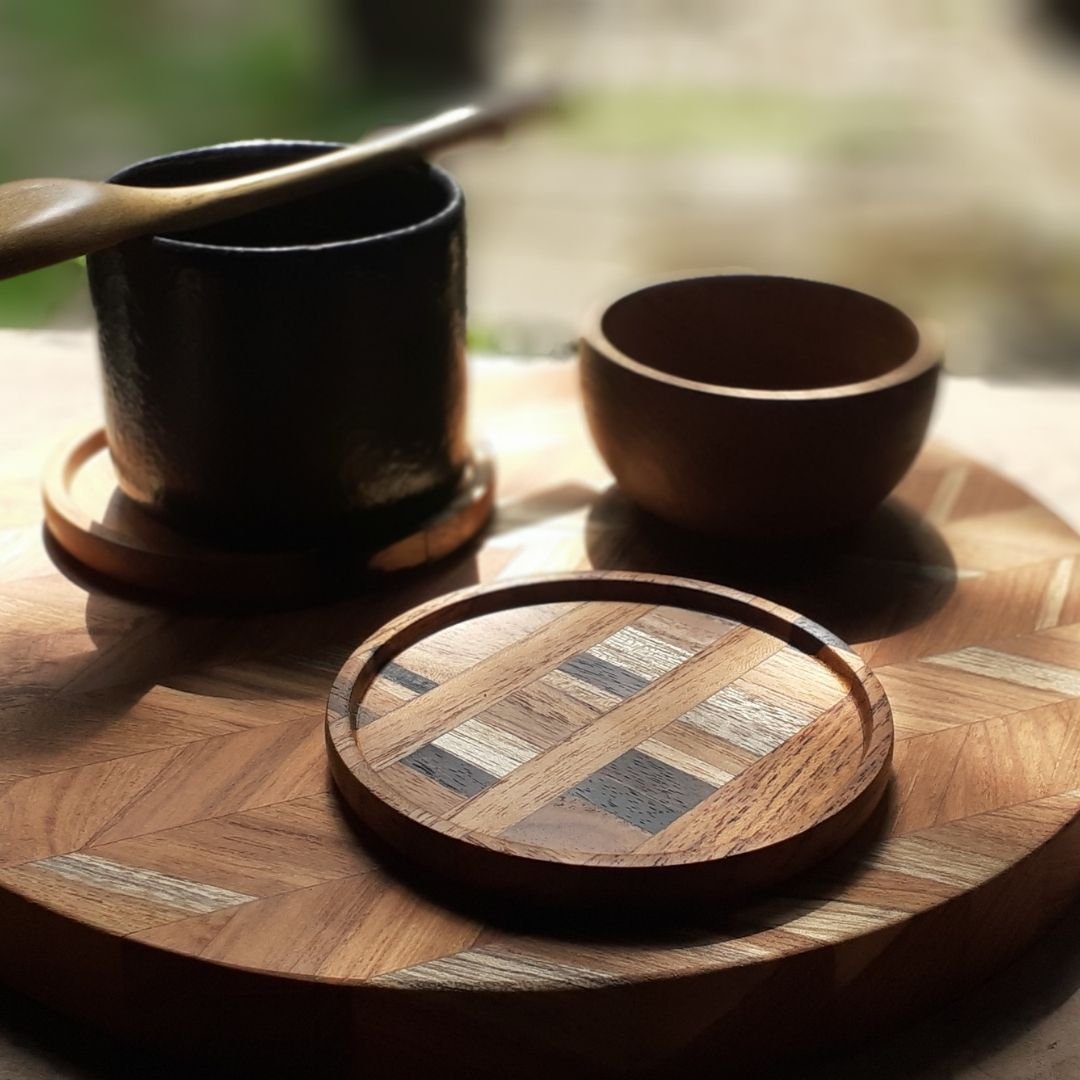 Unique Handmade End Grain Wooden Coasters (Set of 2 or 4)