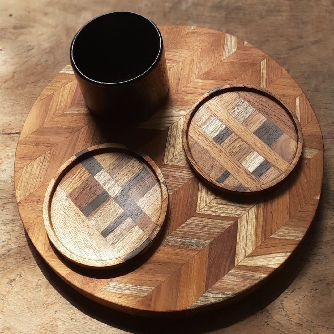 Unique Handmade End Grain Wooden Coasters (Set of 2 or 4)