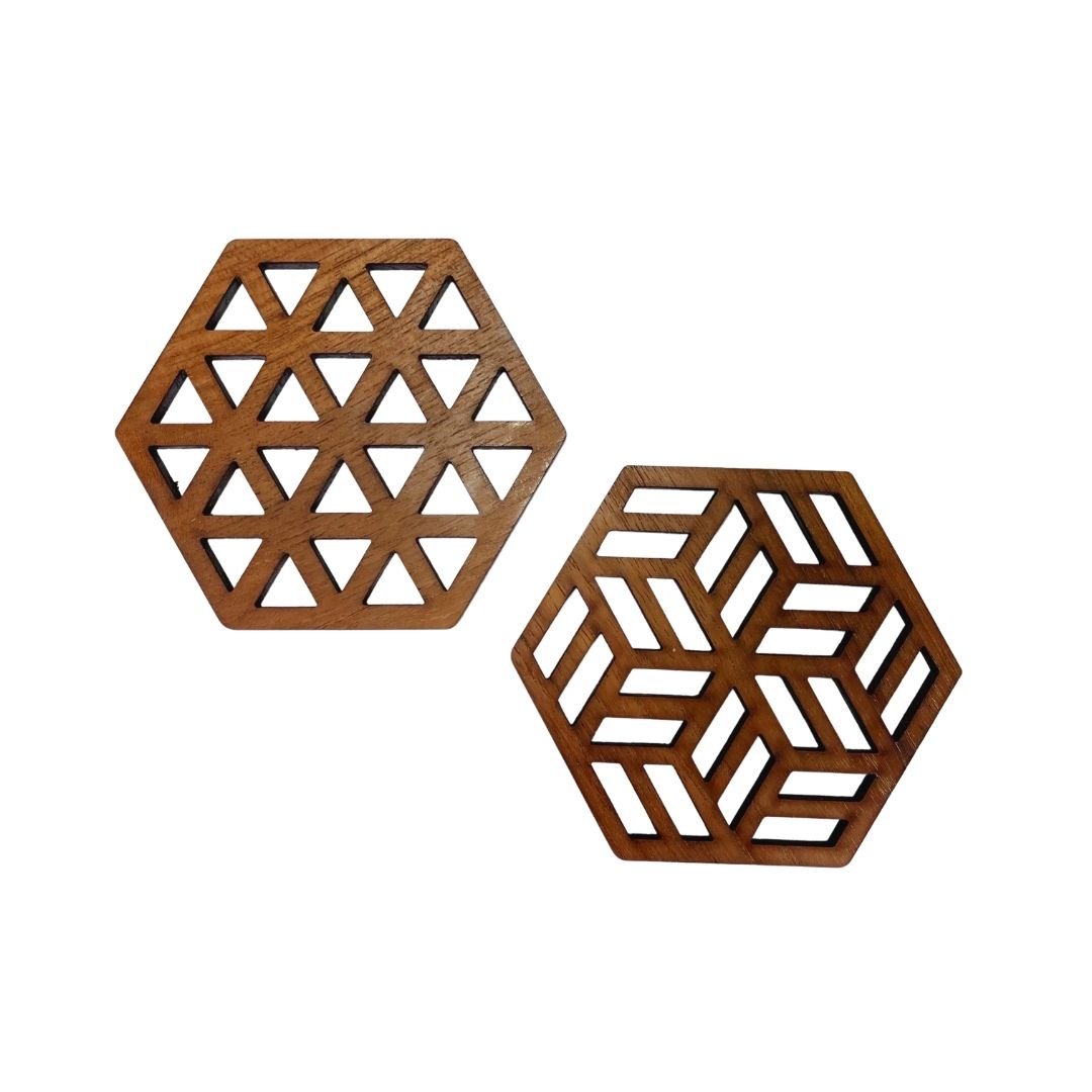 Zeta Upcycled Teak Wood Coasters - Set of 2 or 4 - Image 5