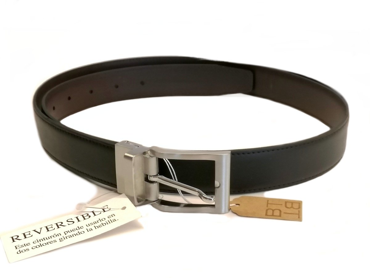 Cinturón Reversible de cuero, para hombre, AV R1 Bicolor Negro/Marrón. SET de 10 cinturones en diferentes tallas.