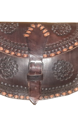 Bolso ovalado hebilla mediano labrado