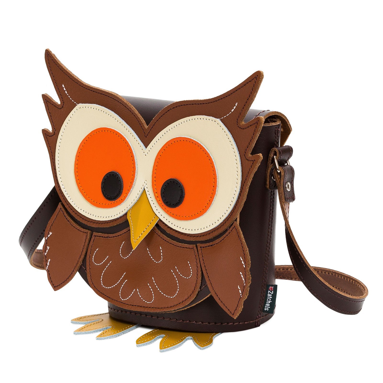 Hoot Owl Handmade Leather Crossbody Novelty Handbag by Zatchels - Image 2