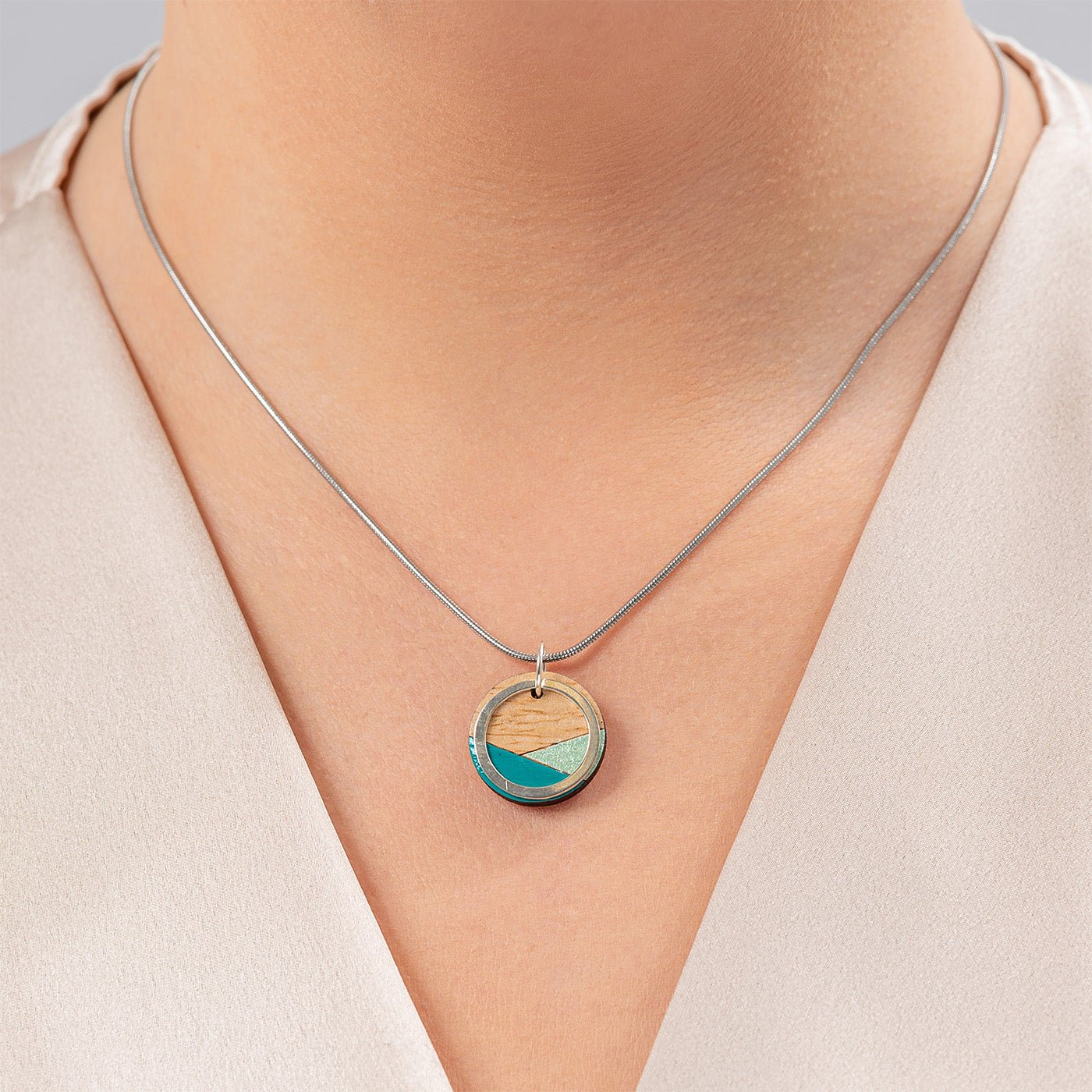 Conture Recycled Wood Silver Necklace (6 Colours available) - Image 3