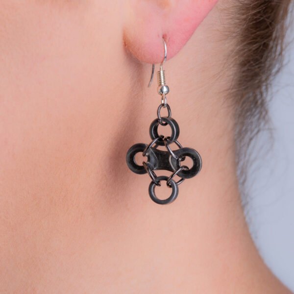 Diamond Stainless Steel Bicycle Chain Earrings by Paguro Upcycle