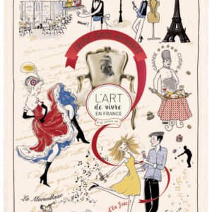 Printed tea towel Art de vivre Écru 48 X 72