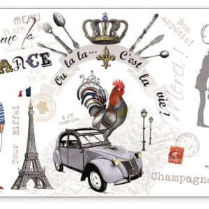 France Panorama Placemat Set Assortis 30 X 45