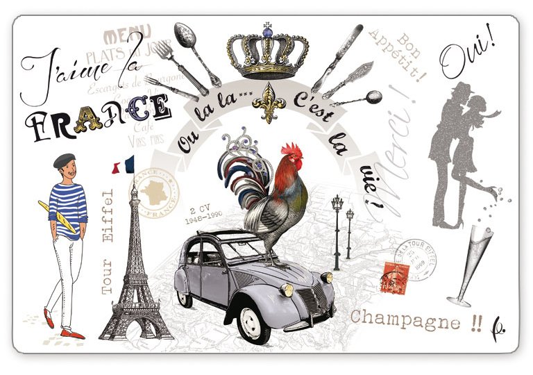 France Panorama Placemat Set Assortis 30 X 45