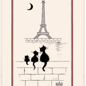 Large tea towel Dubout Chats Tour Eiller Écru 60 X 80