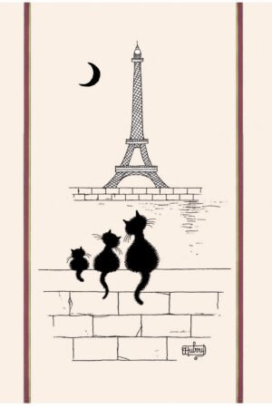 Large tea towel Dubout Chats Tour Eiller Écru 60 X 80