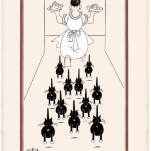 Large tea towel Dubout À table Écru 60 X 80