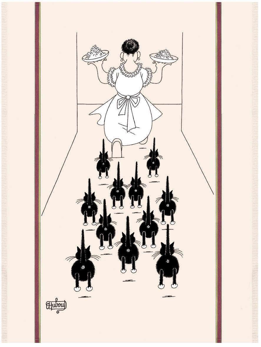 Large tea towel Dubout À table Écru 60 X 80