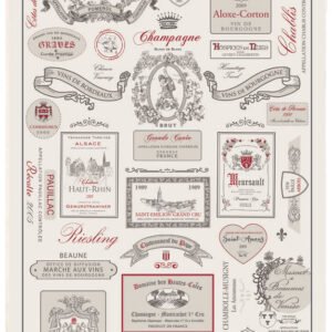 Wine Labels Tea Towel Écru 48 X 72