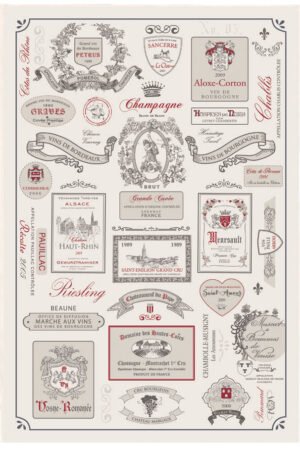Wine Labels Tea Towel Écru 48 X 72
