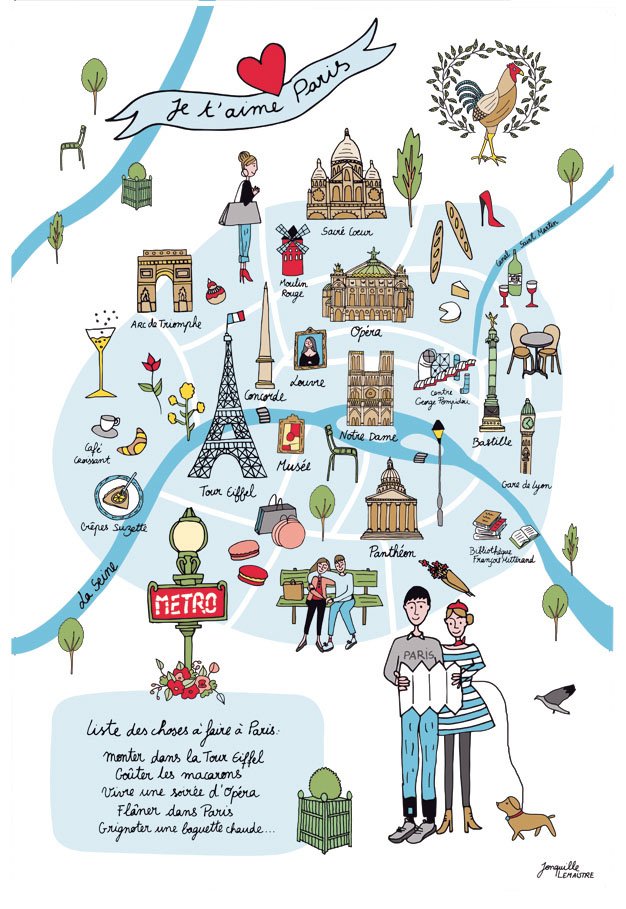 Tea Towel Carte Paris Blanc 48 X 72