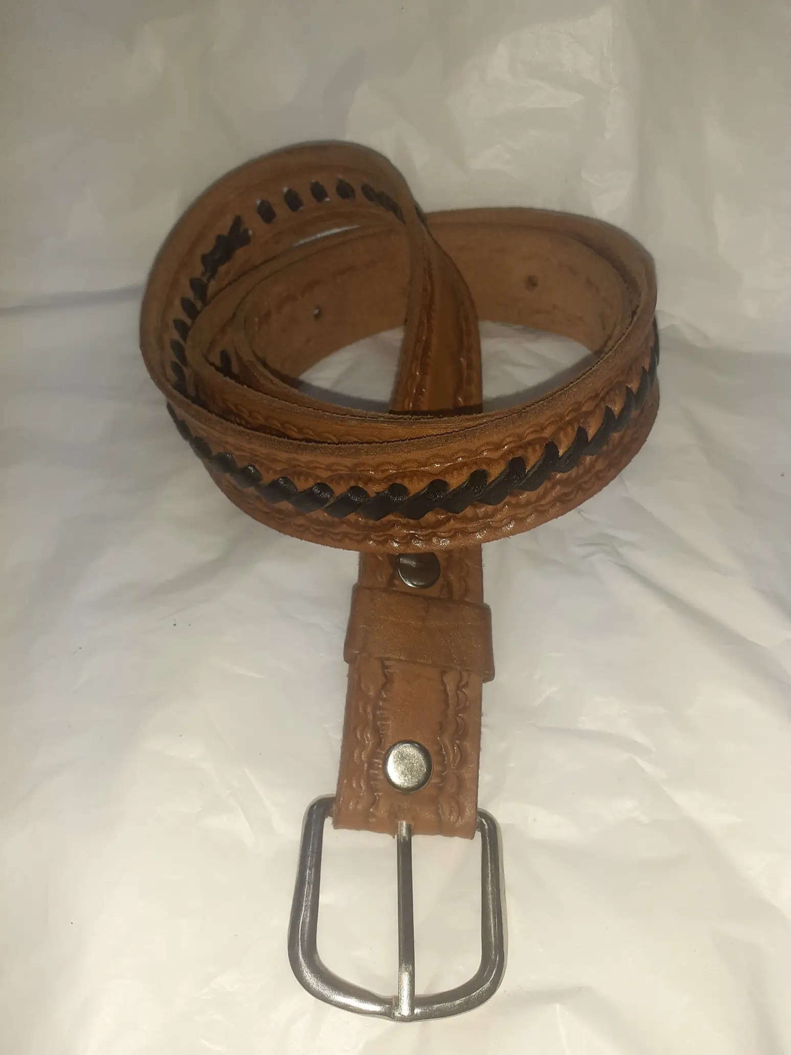 Cinturón estrecho trenza combinada
