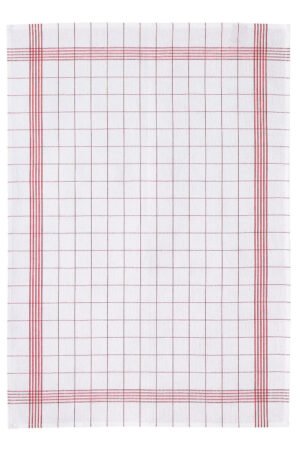 Carreaux Linen-Cotton Tea Towel Rouge 55 X 75