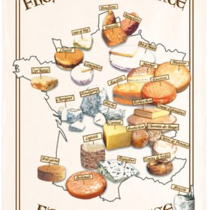 Tea Towel Carte Fromages Écru 72 X 48