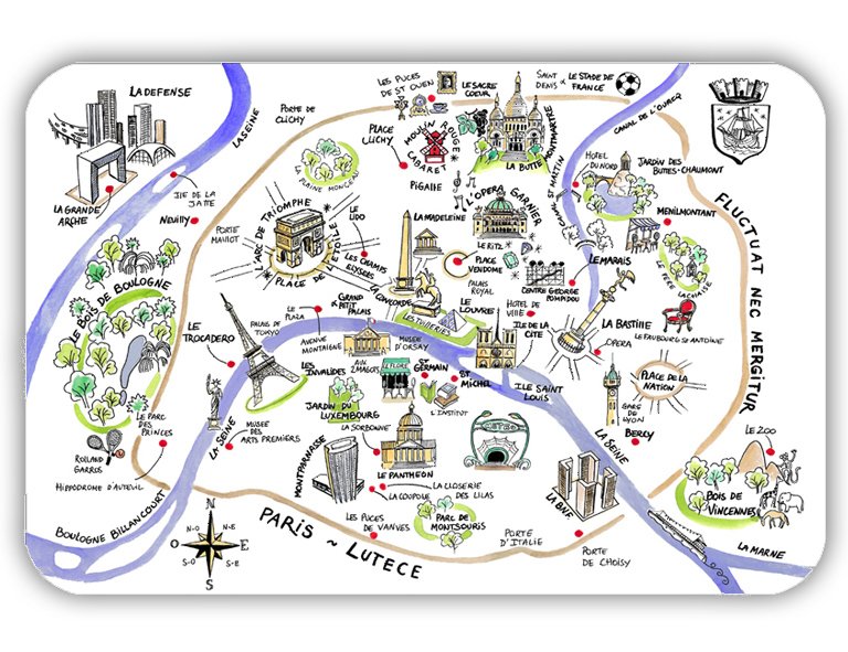 Dessin Paris Placemat Set Assortis 45 X 30