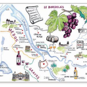 Placemat Set Dessin Vignoble Bordeaux Assortis 45 X 30