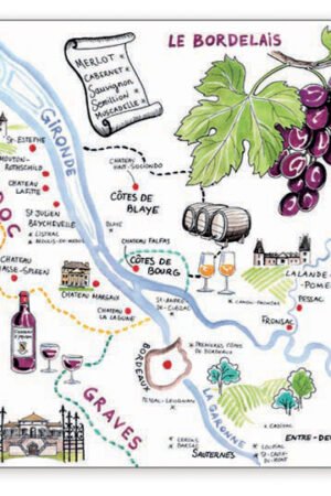 Placemat Set Dessin Vignoble Bordeaux Assortis 45 X 30