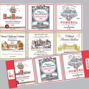 Set of 6 Bordeaux Coasters Assortis 10 X 10