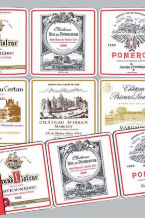 Set of 6 Bordeaux Coasters Assortis 10 X 10