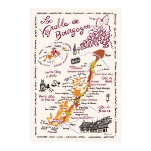 Tea Towel La carte des Bourgognes Écru 48 X 72