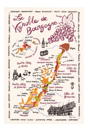 Tea Towel La carte des Bourgognes Écru 48 X 72