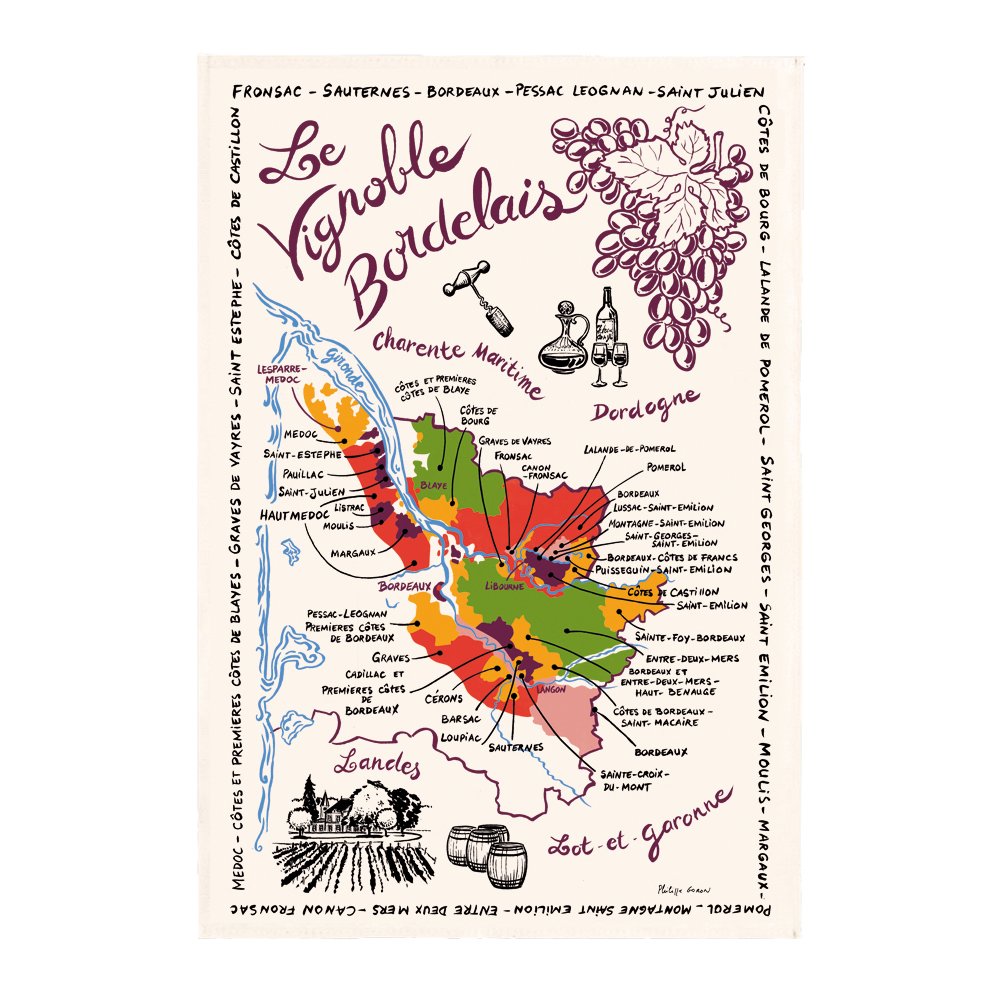 Tea Towel La carte des Bordeaux Écru 48 X 72