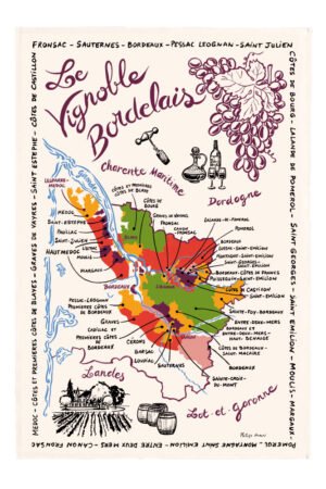 Tea Towel La carte des Bordeaux Écru 48 X 72