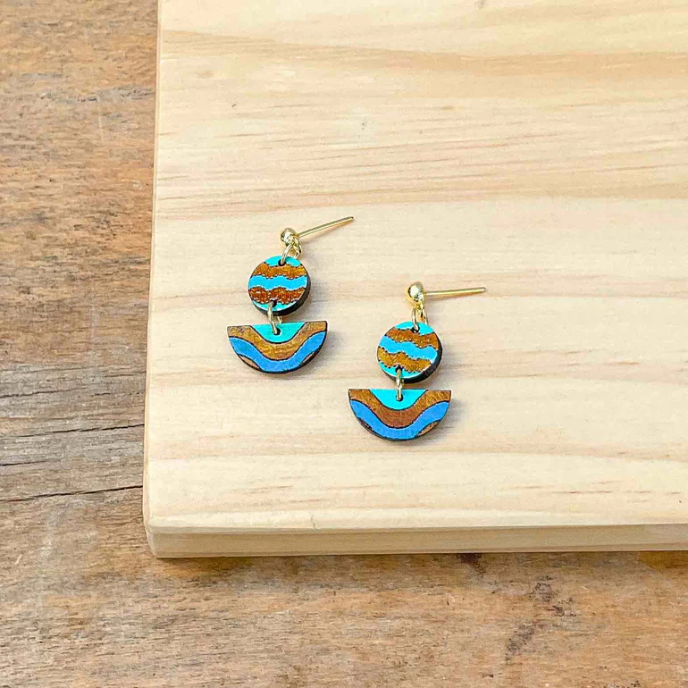Ada & Cecek Recycled Wood Earrings - Image 2