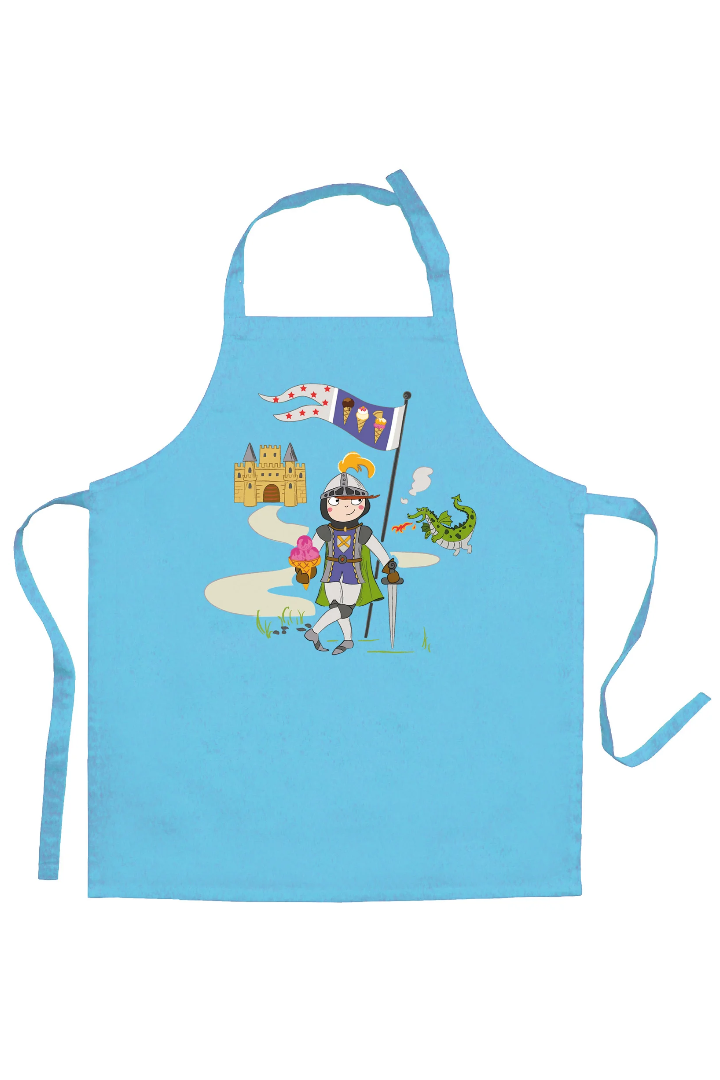 Children's kitchen apron Peps Chevalier et dragon Turquoise 52 X 63