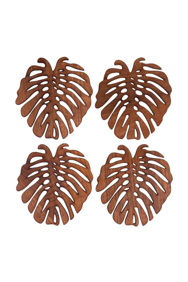 Podkładki z drewna tekowego Monstera Upcycled – zestaw 2 lub 4 szt.