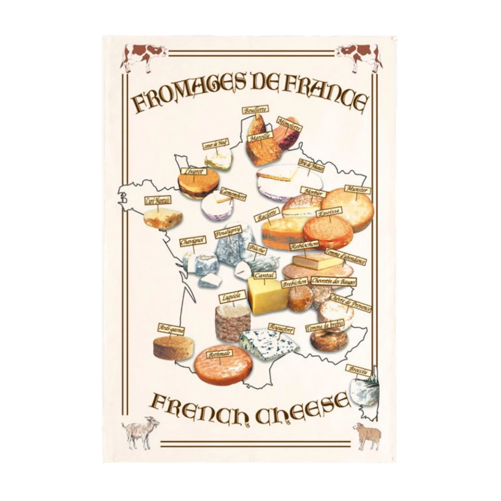 Tea Towel Carte Fromages Écru 72 X 48