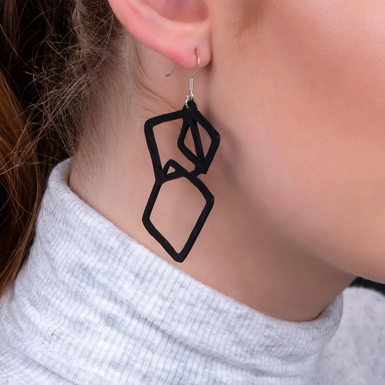Belinda Geometric Recycled Rubber Earrings - Image 3