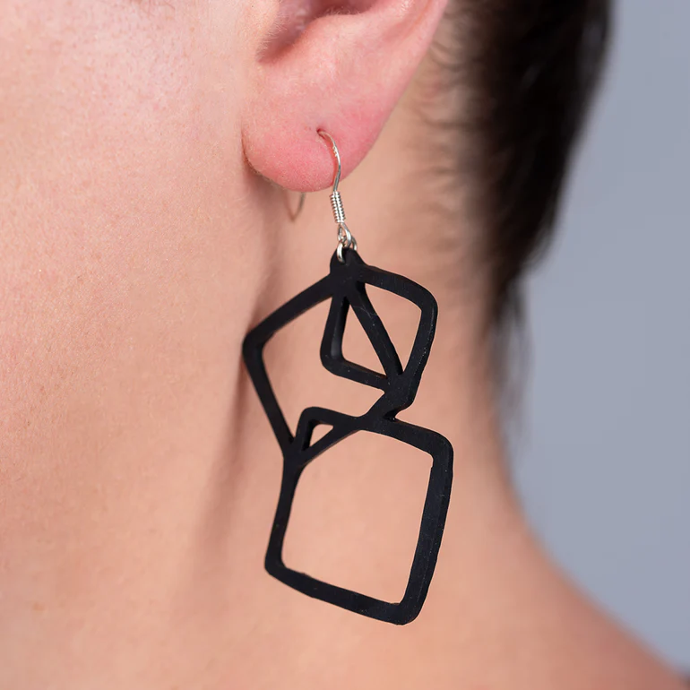 Belinda Geometric Recycled Rubber Earrings - Image 2