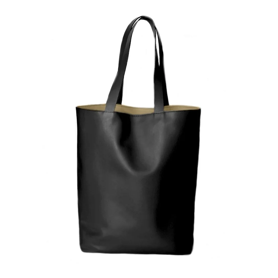 Bolso al hombro extra-grande, estilo Shopper, de napa vegetal de cordero TRIBECA XL color Negro