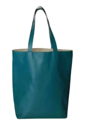 Bolso al hombro extra-grande, estilo Shopper, de napa vegetal de cordero TRIBECA XL color Blue Smoke