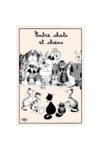 Tea Towel Dubout Entre chats et chiens Écru 48 X 72