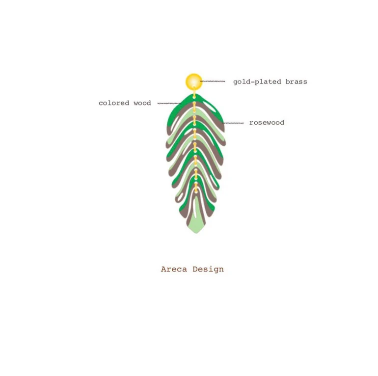 Areca Palm Leaf Reclaimed Rosewood Dangle Earrings - Image 2