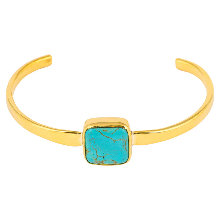 Amani Recycled Brass & Turquoise Stone Bangle - Image 2