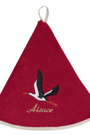 Embroidered round hand towel Cigogne Diameter 60
