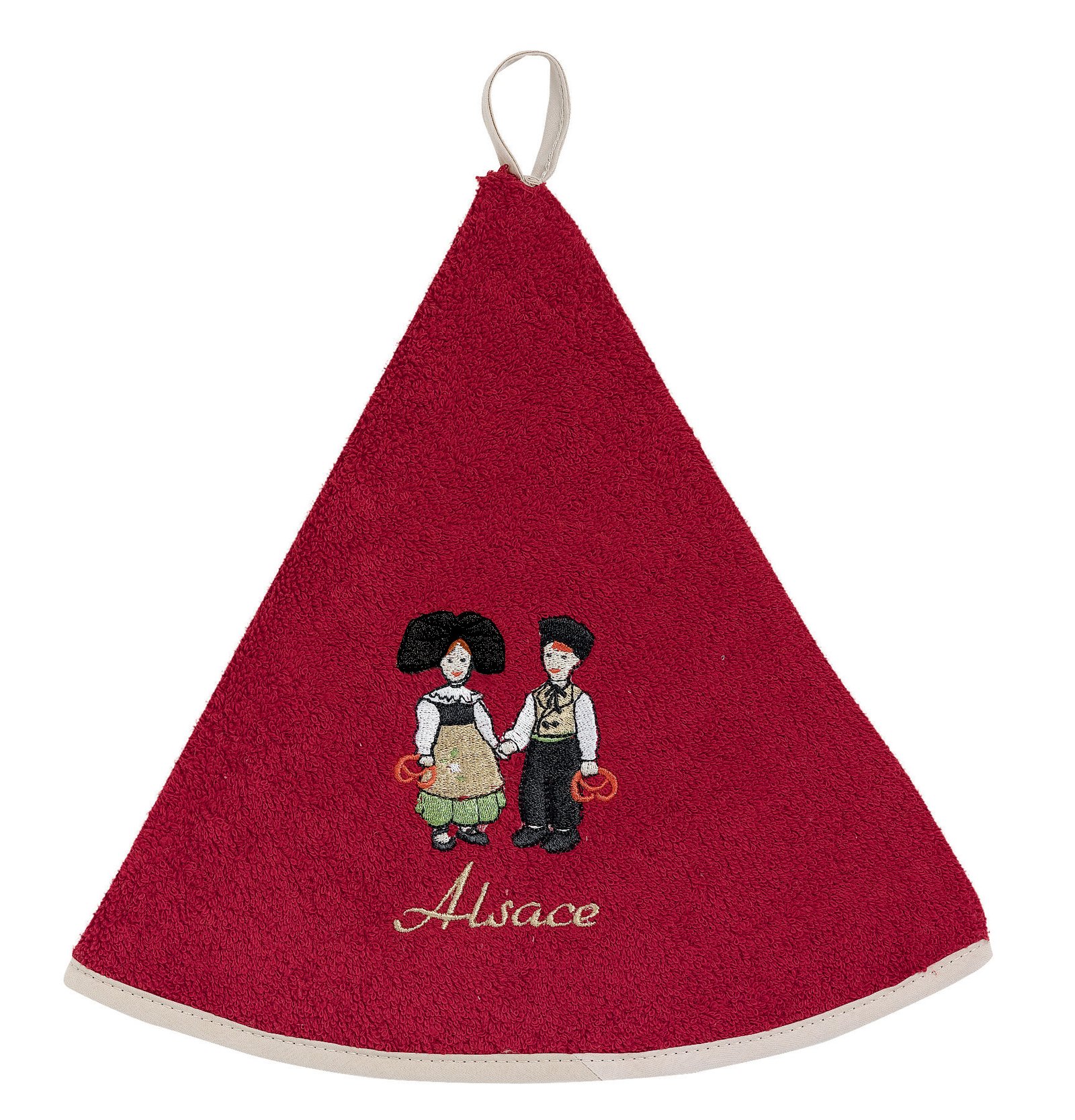 Embroidered Round Hand Towel Couple Enfants Rouge Diameter 60
