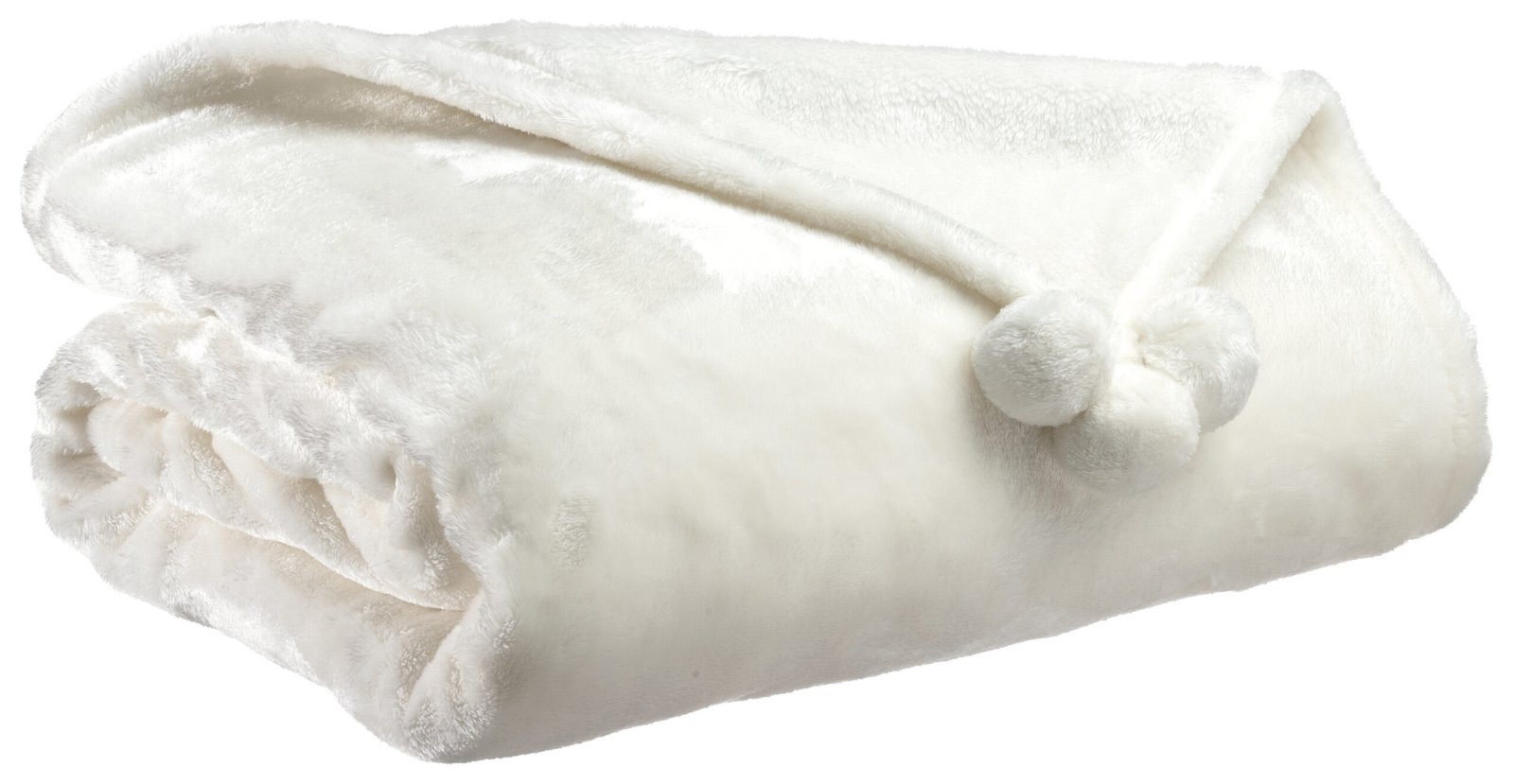 Tender Pompons Throw Blanket Neige 130 X 170