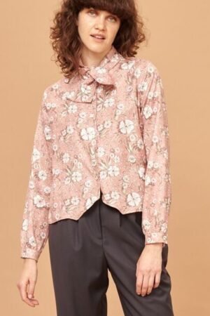 Original Print Corbatin Shirt. Pink flowers.