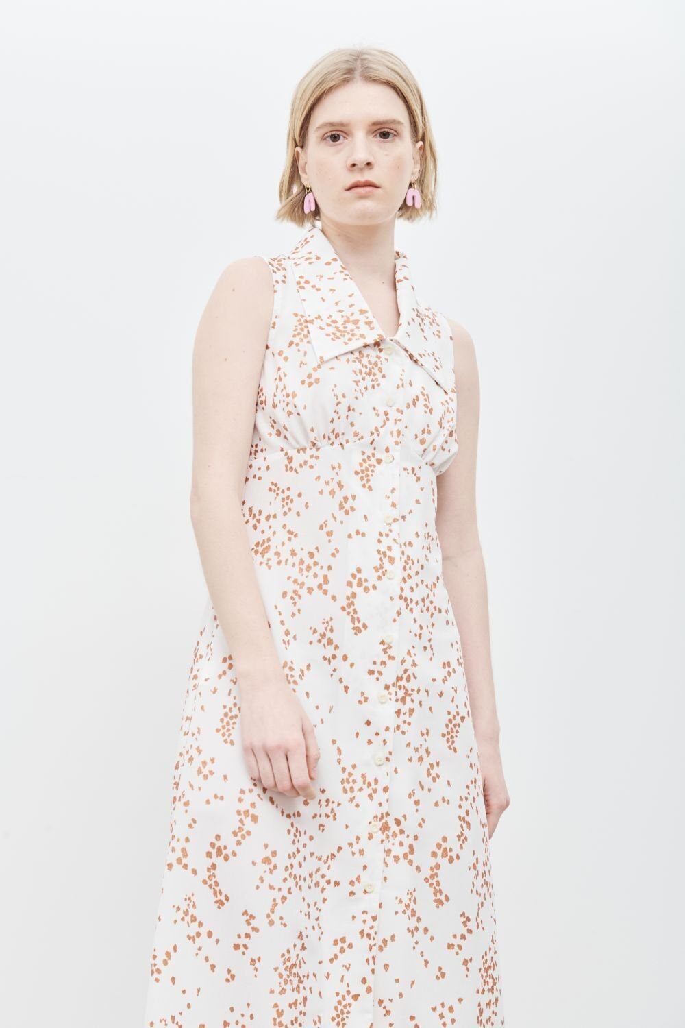 White Tinsel Dress Copper Print
